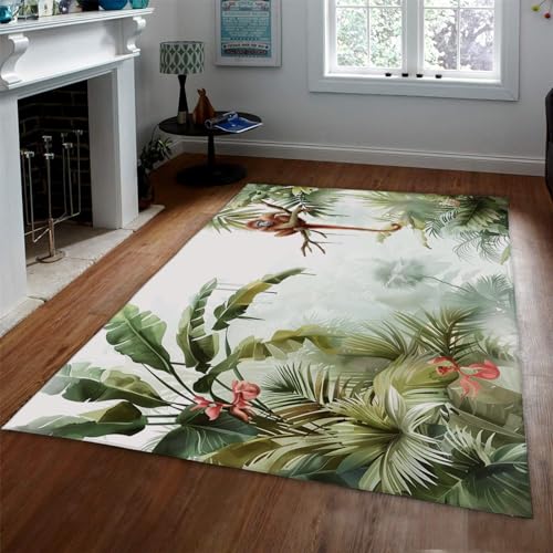 WEECHAINGE AFFE Tier Bereich Teppich weich maschinenwaschbar tropischer Regenwald Teppich Teppich für Schlafzimmer unter Esstisch Home Office Dekor 120x160cm von WEECHAINGE