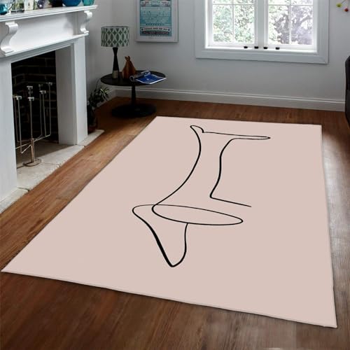 WEECHAINGE Abstrakter ästhetischer Teppich im Picasso-Stil Minimalistische Fußmatte Fußmatte mit rutschfesten Gummirückenteppichen Home Art Comfort Teppiche 60x90cm von WEECHAINGE