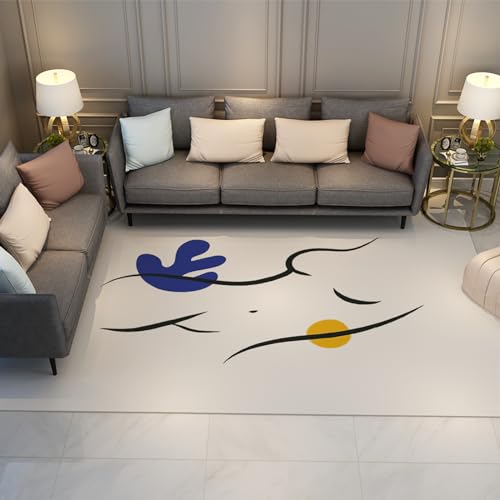 WEECHAINGE Frau Liegend Muster Bereich Teppich Matisse Stil Minimalistische Teppiche Rutschfester Teppich für Zimmer Sofa Wohnzimmer Teppich Schlafzimmer Fußmatten 60x90cm von WEECHAINGE