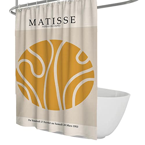 WEECHAINGE Gelber Abstrakter ästhetischer Duschvorhang Henri Matisse-Stil wasserdichter Stoff-Duschvorhang einschließlich Duschvorhangringe Haken W180xL240cm von WEECHAINGE