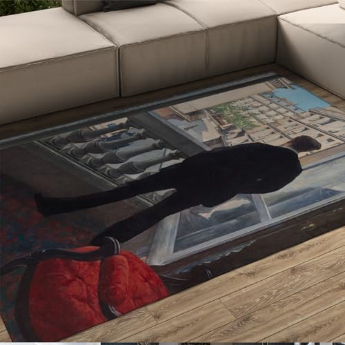 WEECHAINGE Indoor Outdoor-Teppich EIN junger Mann am Fenster Teppiche Waschbare Teppiche Gustave Caillebotte Bodenteppich für Schlafzimmer Kinderzimmer Schlafsaal 120x240cm von WEECHAINGE