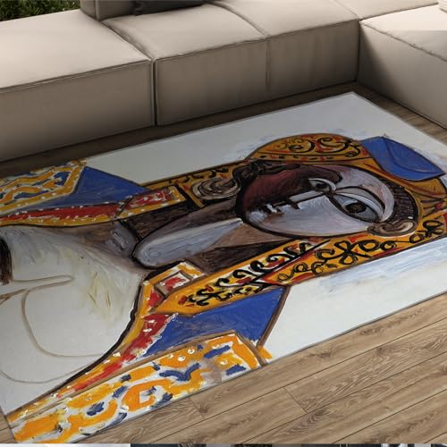 WEECHAINGE Jacqueline im türkischen Kostüm 1955 Teppich Picasso Stil Fußmatte Bodenmatte mit Rutschfester Gummiunterlage Home Art Comfort Teppiche 60x90cm von WEECHAINGE