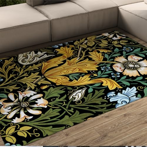 WEECHAINGE Morris Style Area Teppiche Viktorianische Ära Fliesen Drucke Teppich für Teenager Mann Schlafzimmer Wohnkultur Teppich Botanische Blumen Teppich Waschbar 60x90cm von WEECHAINGE