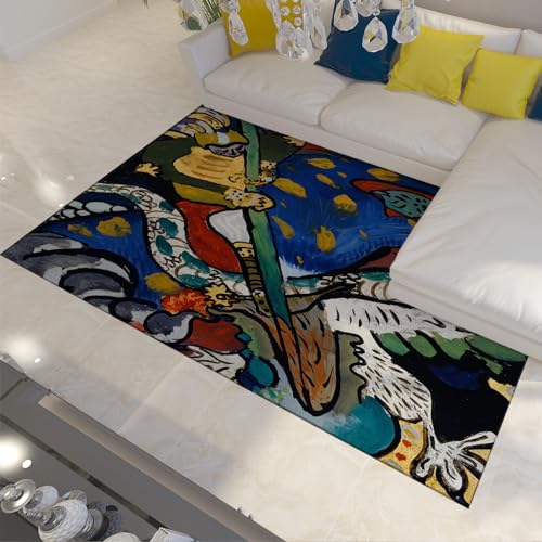 WEECHAINGE St. Georg und der Drache Muster Wohnzimmerteppiche Kandinsky Stil Teppiche rutschfest Extra große Küche Waschbarer Bodenteppich 60x90cm von WEECHAINGE