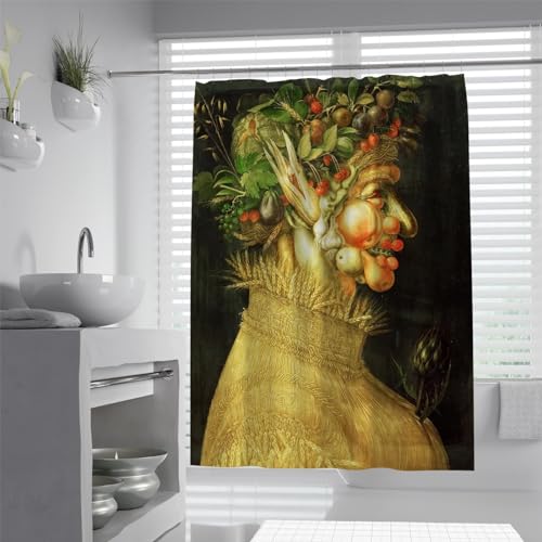 WEECHAINGE Winter Weihnachten Stoff Duschvorhang für Badezimmer Arcimboldo Stil Steve Art Gallery Sommer Drucke Duschvorhänge Set mit Haken B200xL200cm von WEECHAINGE