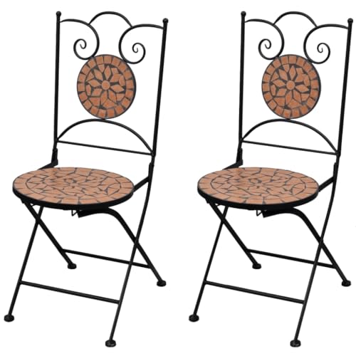 WEHUOSIF Bistrostühle,Backyard Stuhl,Bürostühle,Dekorative Stühle,Club Stühle,Komfort-Stuhl,Party Stühle,Komfort-Stuhl,für Ihren Garten,Balkon oder Ihre Terrasse,2 STK. Klappbar Keramik Terrakotta von WEHUOSIF