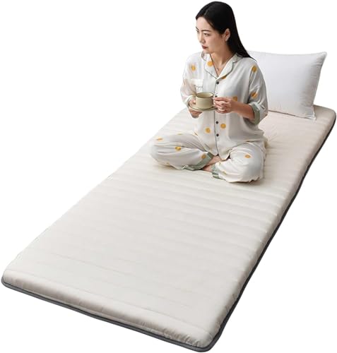 Japanische Boden-Tatami-Matte Faltbare Schlafmatte, faltbar Weichbodenmatratze tragbar Roll Up Bett Camping Schlafunterlage für Zuhause Camping Couch (Color : Weiss, Size : Full) von WEISHIDAI