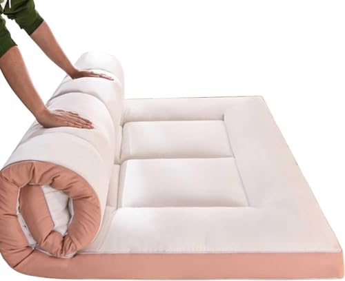 Japanische Futon-Matratze，Faltbare Tatami-Matte Tragbare Weichbodenmatratze Roll Up Bett Camping Schlafunterlage für Heim-Camping-Couch (Color : Weiss, Size : Full) von WEISHIDAI