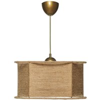 Deckenleuchte mit handgefertigter Jute-Deckenleuchte, braun natur, Kollektion Ness, 40x40x65, Fassung E 27 Max 45 - 60 von WELLHOME