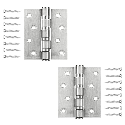 WELLOCKS 2 Stück Edelstahl Tür-Scharnier 10x7,5cm 3mm dick Sicherungstür Scharniere Türscharniere Leise Glattes Antik-Silber Perfekt für schwere Tür(D04002) von WELLOCKS