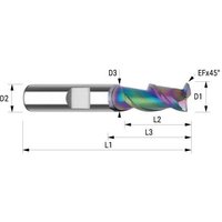 VHM-Schaftfräser tac alu/ne 3,00 D2=6HA L2=8 L1=57 L3=18 D3=2,9 Z=2 - Wemag von WEMAG