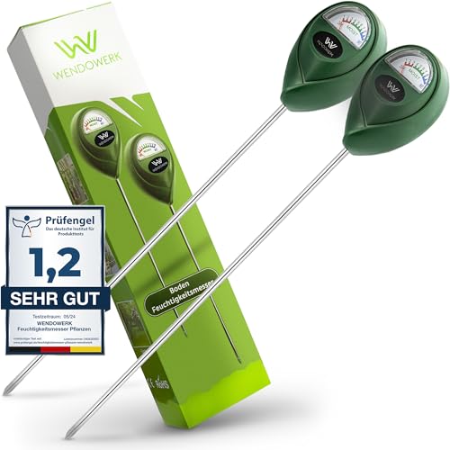 WENDOWERK® [2 Stück Extra Langer Boden Feuchtigkeitsmesser für Pflanzen 40CM [Grün/Grün] - Ohne Batterien - Verbessertes Feuchtigkeitsmessgerät Pflanzen [2024] – Premium Bodentester von WENDOWERK