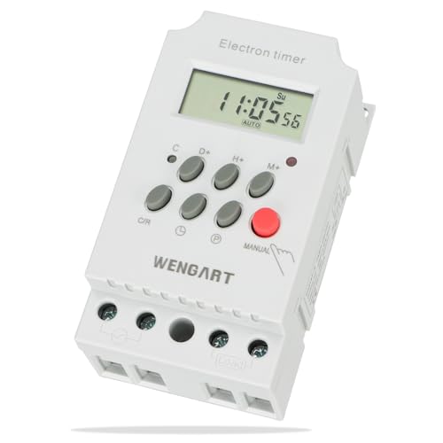 Wengart Zeitschaltuhr,Wöchentlich programmierbarer Timer,automatisches Ausschalten unnötiger Geräte entsprechend der von Ihnen eingestellten Zeit,um Energieverschwendung zu reduzieren (KG316_230V) von WENGART