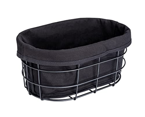 WENKO Brotkorb Mod. Bela, Black Outdoor Kitchen Korb für Brot, Brötchen und Baguette aus pulverbeschichtetem Metall mit waschbarer Einlage aus 100% Baumwolle, 27 x 17 x 11,5 cm, Schwarz WENKO Brotkorb Mod. Bela, Black Outdoor Kitchen Korb für Brot, Brötchen und Baguette aus pulverbeschichtetem Metall mit waschbarer Einlage aus 100% Baumwolle, 27 x 17 x 11,5 cm, Schwarz von WENKO