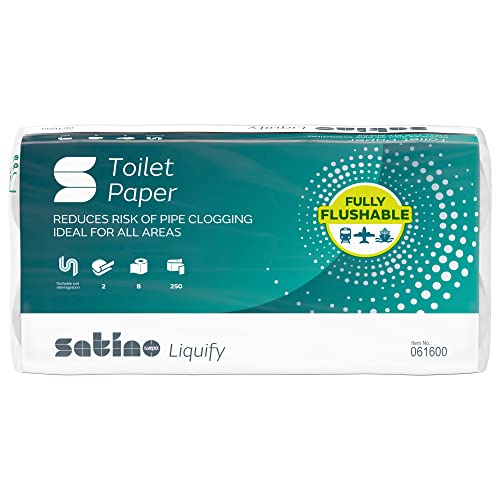 WEPA liquify Camping Toilettenpapier selbstauflösend - ideal für Boot, Camping, Wohnmobil, Outdoor, Kreuzfahrtschiff, Reisen - 8 Rollen mit je 250 Blatt 2-lagig - made in Germany von Satino