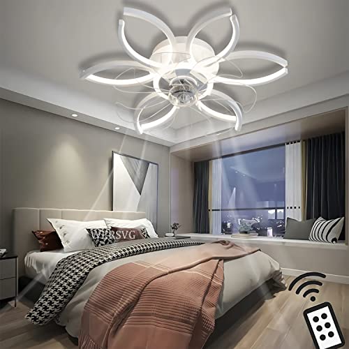 Leise Deckenventilator mit Beleuchtung Blütenform Design Ventilator Lampen Modern LED Deckenleuchte Dimmbar 3500K-6500K Fan Deckenlampe, für Wohnzimmer Esszimmer Schlafzimmer (Weiß) von WERSVG