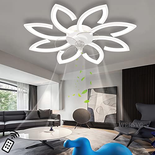 WERSVG LED Deckenventilator mit Beleuchtung Moderne Deckenlampe mit Ventilator Leise Weiß Dimmbar 90W 7200LM deckenleuchte 8 flammig, für Wohnzimmer Schlafzimmer flurlampe decke Ø90cm von WERSVG