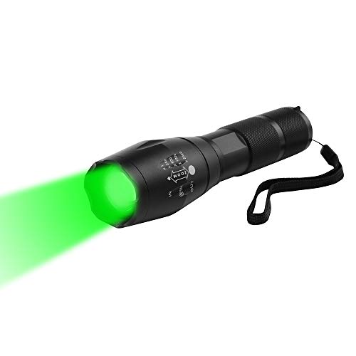 Taschenlampe Grün, WESLITE Taktische Taschenlampe mit Grünes 250 Yards Jagdlicht LED Taschenlampe Grüne 1 Modus Zoombar und Wasserdicht Grünes Licht Taschenlampen für Jagd, Nachtsicht, Angeln von WESLITE