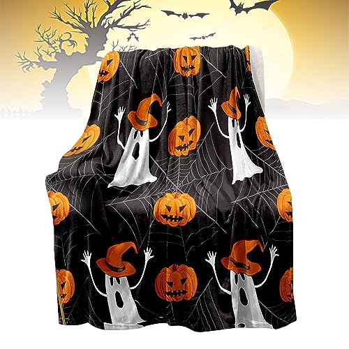 WEYSHHT Halloween Throw Blanket, Halloween Decke Flauschig, Decke Super Weich und Warme Wohndecke, Halloween Kürbis, für Kinder Jungen Mädchen Herbst Zuhause Raumdekoration von WEYSHHT