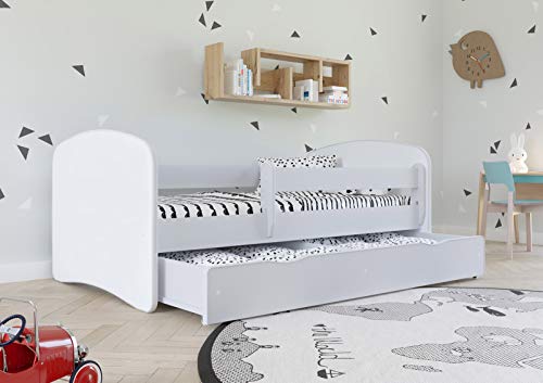 WFL GROUP Kinderbett Weiss Mit Matratze Und Rausfallschutz Inklusive 70x140 80x160 80x180 Mit Schublade - Jugendbett - Für Jungen Und Mädchen - 140x70 - Weiß von WFL GROUP