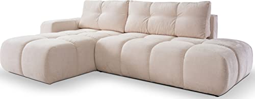 WFL GROUP Modern Ecksofa - Schlafsofa mit Bettkasten - Einzigartiges Form - Beige Couch mit Schlaffunktion Bettfunktion L-Form mit Ottomane - Links - Beige WFL GROUP Modern Ecksofa - Schlafsofa mit Bettkasten - Einzigartiges Form - Beige Couch mit Schlaffunktion Bettfunktion L-Form mit Ottomane - Links - Beige von WFL GROUP