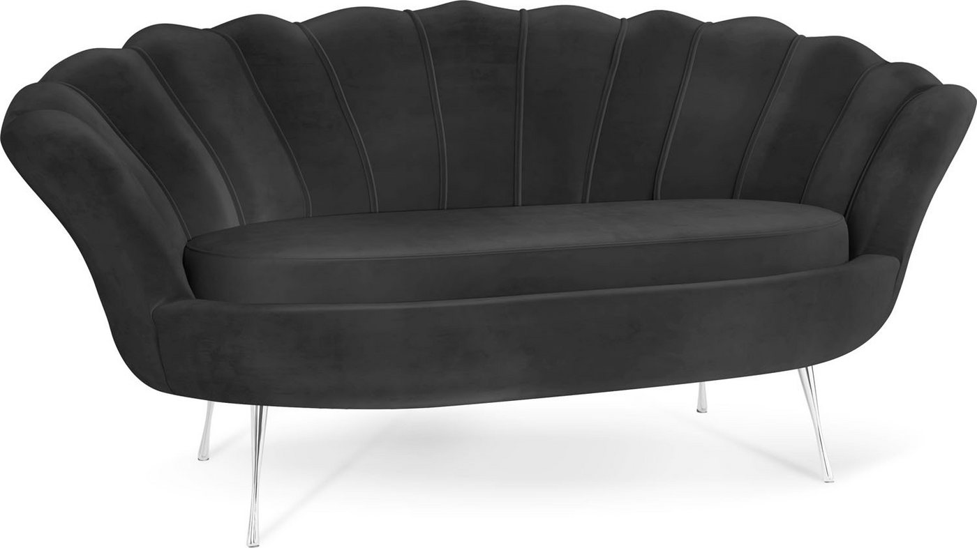 WFL GROUP Sofa Muschel, Samt 2-Sitzer Couch mit Golden oder Silber Metallbeinen von WFL GROUP