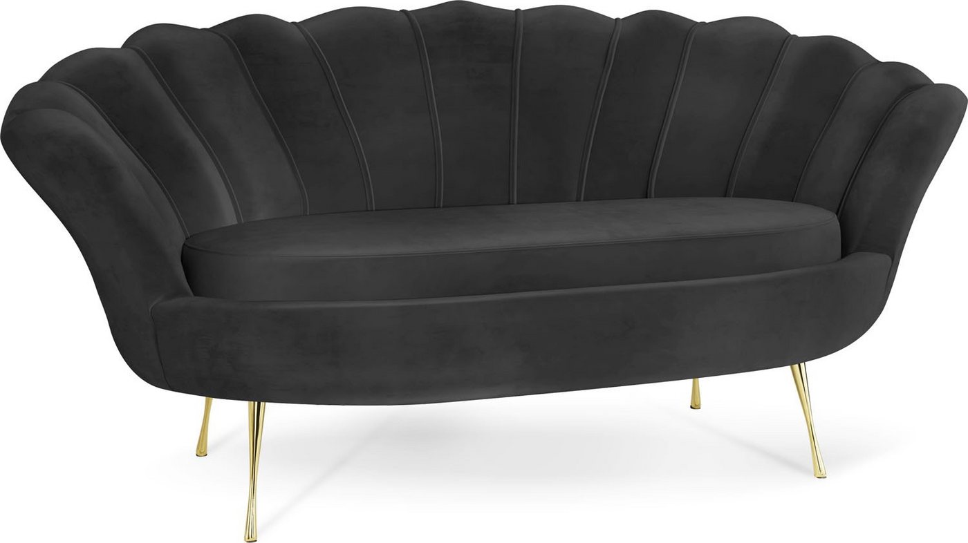 WFL GROUP Sofa Muschel, Samt 2-Sitzer Couch mit Golden oder Silber Metallbeinen von WFL GROUP