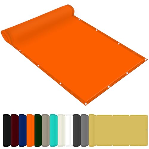 Markisenstoffe Meterware 1 x 1 m Wasserdicht Sonnenschutz Strand Reißfest UV-Schutz nach Mass Polyestergewebe Mit Seil Sonnensegel Sonnenschutz für Camping Schwimmbad, Orange von WGLF SUN