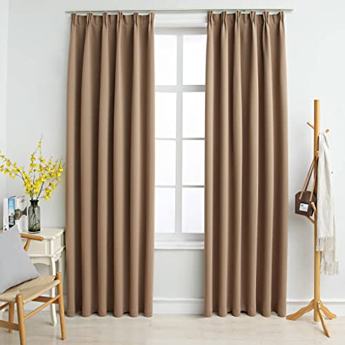 WIFESE 2 Stück Verdunkelungsvorhänge mit Haken 140x225 cm Taupe Vorhang Blickdicht Gardine Curtains Wärmeisolierende Vorhänge Gardinen Wohnzimmer Fenstervorhänge Vorhang Polyester von WIFESE