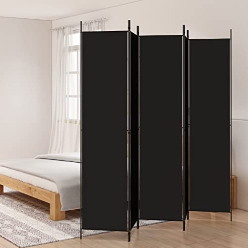 WIFESE 5-TLG. Paravent Schwarz 250x220 cm Stoff Trennwand Raumteiler Modern Raumtrenner Paravent Raumteiler Innen Balkon Sichtschutz Privaten Ankleidebereich für Wohnzimmer Schlafzimmer Vielseitig von WIFESE