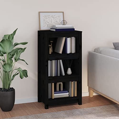 WIFESE 50x35x97 cm Bücherregal mit 3 Fächern Lagerregal Regale Aufbewahrungsregal Holzregal Standregal Bookshelf Bücherschrank Regal Holz für Schlafzimmer Arbeitszimmer Schwarz Massivholz Kiefer von WIFESE