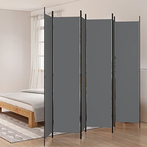 WIFESE 6-TLG. Paravent Anthrazit 300x220 cm Stoff Trennwand Raumteiler Modern Raumtrenner Paravent Raumteiler Innen Balkon Sichtschutz Privaten Ankleidebereich für Wohnzimmer Schlafzimmer Vielseitig von WIFESE