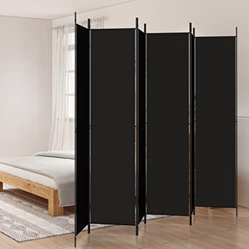 WIFESE 6-TLG. Paravent Schwarz 300x220 cm Stoff Trennwand Raumteiler Modern Raumtrenner Paravent Raumteiler Innen Balkon Sichtschutz Privaten Ankleidebereich für Wohnzimmer Schlafzimmer Vielseitig von WIFESE