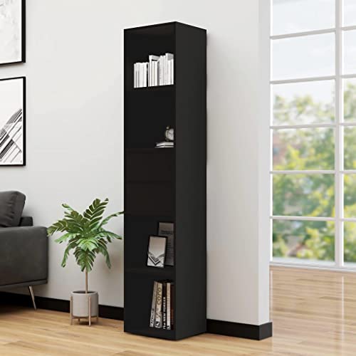 WIFESE Bücherregal 36x30x171 cm Holzregal Würfelregal Standregal Bookshelf Aufbewahrungsregal Raumteiler Regale Lagerregal Regal für Wohnzimmer Büro Holzwerkstoff Schwarz mit Schubladen von WIFESE