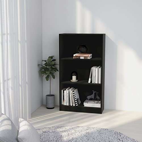 WIFESE Bücherregal 60x24x109 cm 3 Fächer Würfelregal Holzregal Standregal Bookshelf Aufbewahrungsregal Raumteiler Lagerregal Aktenregal Regal für Wohnzimmer Büro Holzwerkstoff Schwarz von WIFESE