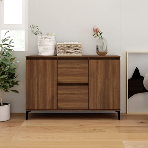 WIFESE Sideboard Braun Eichen-Optik 104x35x70 cm Komodenschrank KüChenschrank Komode Schrank Klein Flurschrank Schrank Mit Schubladen Schrank Schmal Wohnzimmer Küche Flur Sideboard von WIFESE