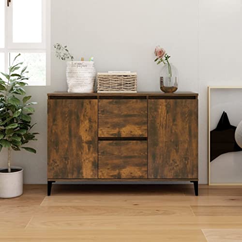 WIFESE Sideboard Räuchereiche 104x35x70 cm Komodenschrank KüChenschrank Komode Schrank Klein Flurschrank Schrank Mit Schubladen Schrank Schmal Wohnzimmer Küche Flur Sideboard von WIFESE