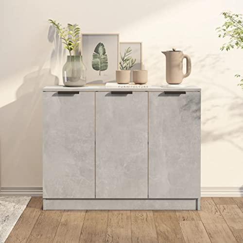 WIFESE Sideboard Betongrau 90,5x30x70 cm Holzwerkstoff Kommode KüChenschrank Schrank Klein Kommode Schmal Flurschrank Schmal Badezimmerschrank Komodenschrank Wohnzimmerschrank Beistellschrank von WIFESE