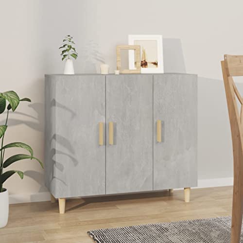 WIFESE Sideboard Betongrau 90x34x80 cm Holzwerkstoff Komodenschrank KüChenschrank Schlafzimmer Schrank Klein Badezimmerschrank Flur MöBel Allzweckschrank Kommode Flur Fernsehschrank von WIFESE