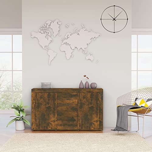 WIFESE Sideboard Räuchereiche 120x36x69 cm Holzwerkstoff Kommode KüChenschrank Schrank Klein Kommode Schmal Flurschrank Schlafzimmer Kommode Flur MöBel Badschrank Schmal Regal von WIFESE