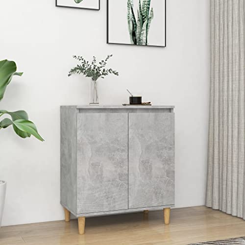 WIFESE Sideboard mit Massivholz-Beinen Betongrau 60x35x70 cmKomodenschrank KüChenschrank Komode Schrank Klein Flurschrank Schrank Mit Schubladen Schrank Schmal Wohnzimmer Küche Flur Sideboard von WIFESE