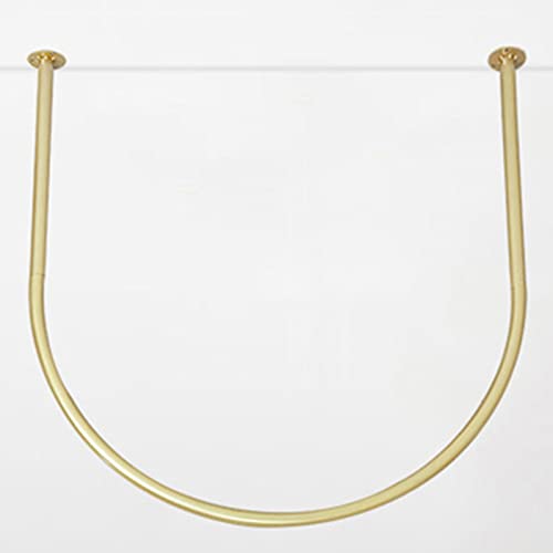 WIGING U-förmig Umkleidekabine Stange, Eisen Bekleidungsgeschäft Wandbehang Stange, Ringregal, Gold Dusche Umkleidekabine Schienenvorhang-Ring-Regal (Size : 90x90cm) von WIGING