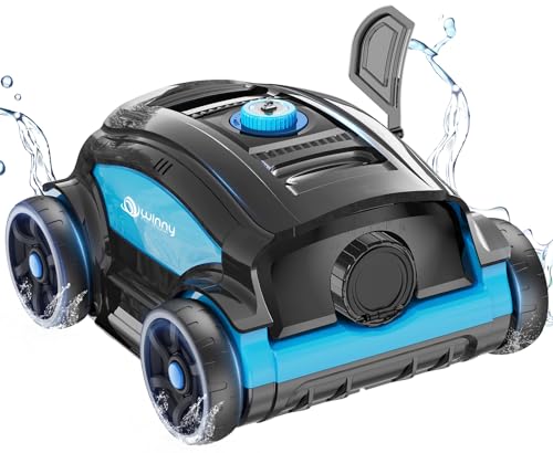 WINNY POOL CLEANER Poolroboter, 130 Minuten Reinigung, Dualer Motor, Poolsauger Akku mit LED-Indikator, Reinigungsbürste für den Boden, Automatische Poolreiniger für Flachem Boden Pool bis zu 100m von WINNY POOL CLEANER