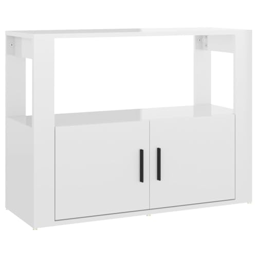 WIOXZS Sideboard Kommode Buffetschrank Küchenschrank 80x30x60 cm für Esszimmer, Wohnzimmer, Küche Hochglanz-Weiß von WIOXZS