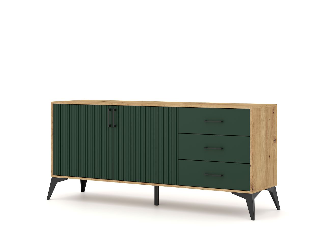 Sideboard Kommode 2T/3S Highboard Anrichte Wohnmöbel Schrank Artisan-Eiche-Grün von WIPMEB