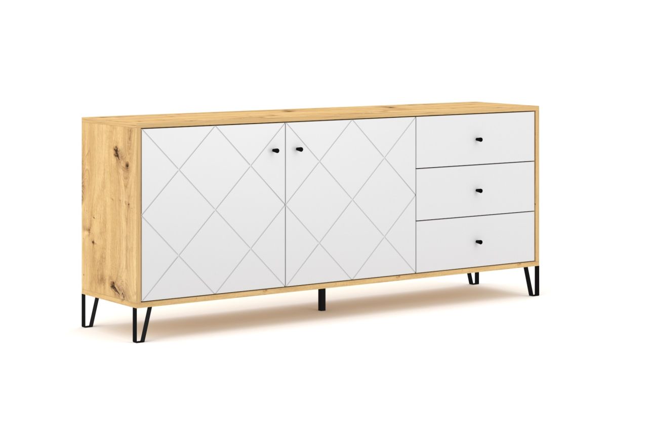 Sideboard Kommode 2T/3S Highboard Anrichte Wohnmöbel Schrank Artisan-Eiche-Weiß von WIPMEB