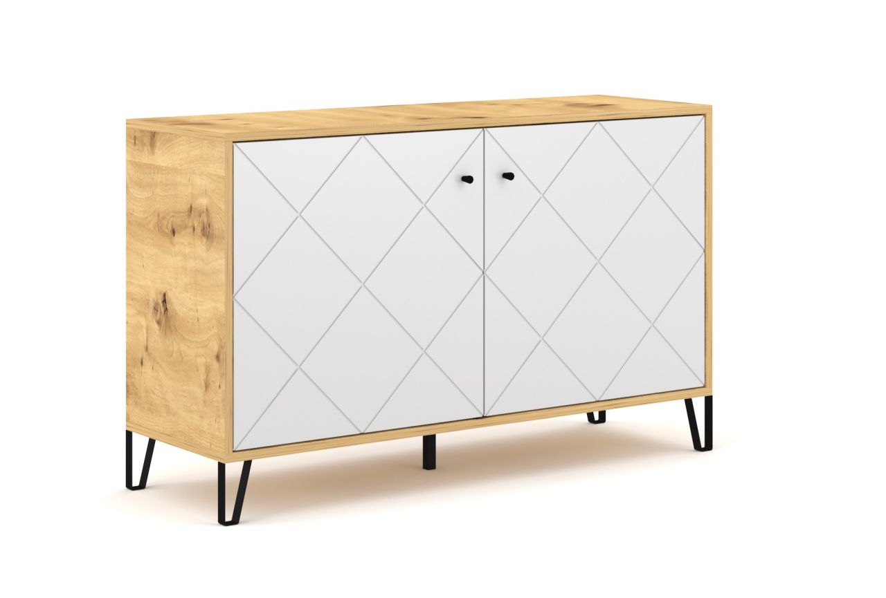 Sideboard Kommode 2T Highboard Anrichte Wohnmöbel Schrank - Artisan-Eiche / Weiß von WIPMEB