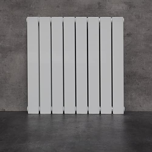 WITEN&NOCK Design Heizkörper Flach Paneelheizkörper Horizontal 600x600 mm, Heizung Badheizkörper für Badezimmer, Flachheizkörper mit Seitlichen Anschlüssen 444 Watt Weiß einlagig von WITEN&NOCK