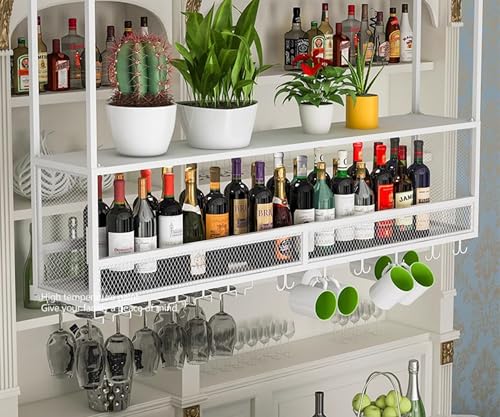 Decken-Weinregal, schwebende Regale für die Bar, umgedrehtes Weinregal mit Stielglasregal, hängendes Weinregal mit Ausleger, für Zuhause, Restaurant, Bar (Größe: 120 x 30 x 40 cm, Farbe: Wei Decken-Weinregal, schwebende Regale für die Bar, umgedrehtes Weinregal mit Stielglasregal, hängendes Weinregal mit Ausleger, für Zuhause, Restaurant, Bar (Größe: 120 x 30 x 40 cm, Farbe: Wei von WJDREPKHY