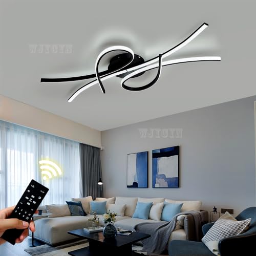WJYCYN dimmbare LED Deckenleuchte Moderne Deckenlampe Schwarz Wohnzimmerleuchte Decke Lampe mit Fernbedienung Deckenbeleuchtung für Wohnzimmer Küche Arbeitszimmer Büro Lichter Kronleuchter L100cm 54W WJYCYN dimmbare LED Deckenleuchte Moderne Deckenlampe Schwarz Wohnzimmerleuchte Decke Lampe mit Fernbedienung Deckenbeleuchtung für Wohnzimmer Küche Arbeitszimmer Büro Lichter Kronleuchter L100cm 54W von WJYCYN